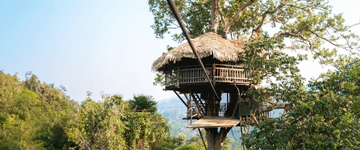 treehouse at the Gibbon Experience in Laos