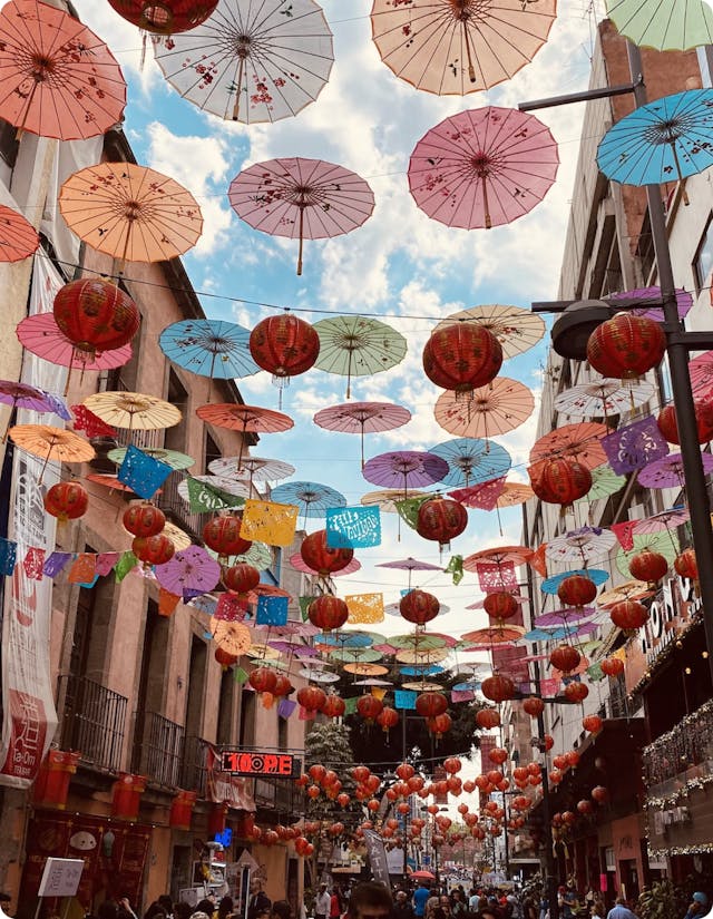umbrellas in Mexico City street