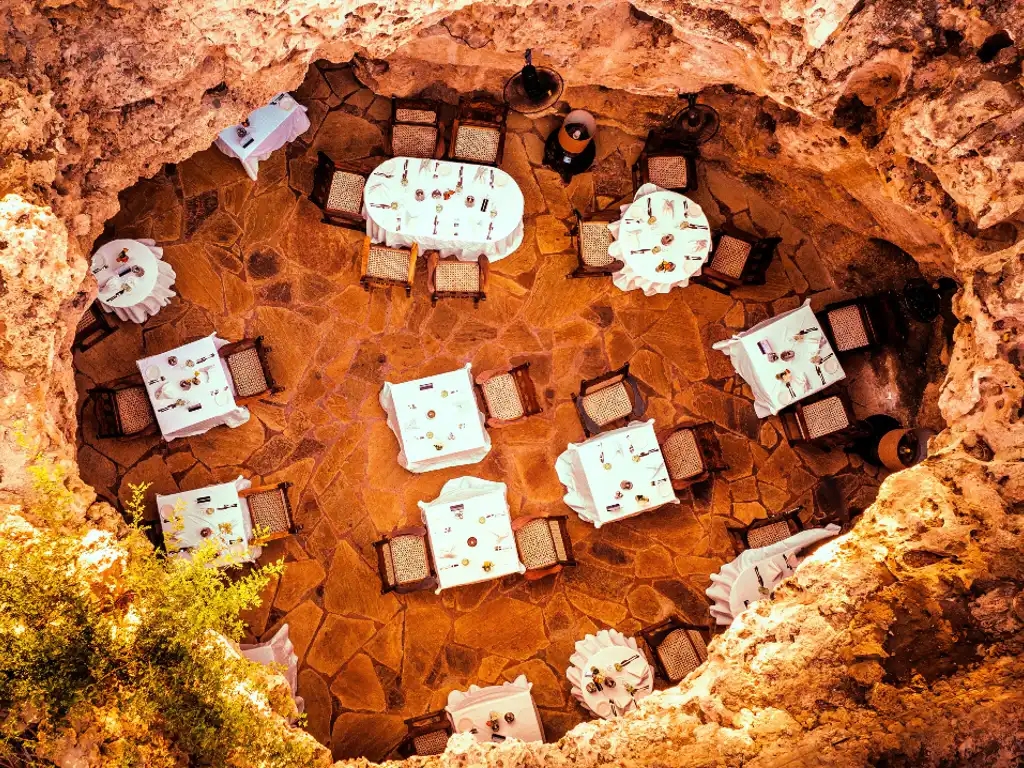 Aerial picture of Ali Barbour's Cave Restaurant in Kenya