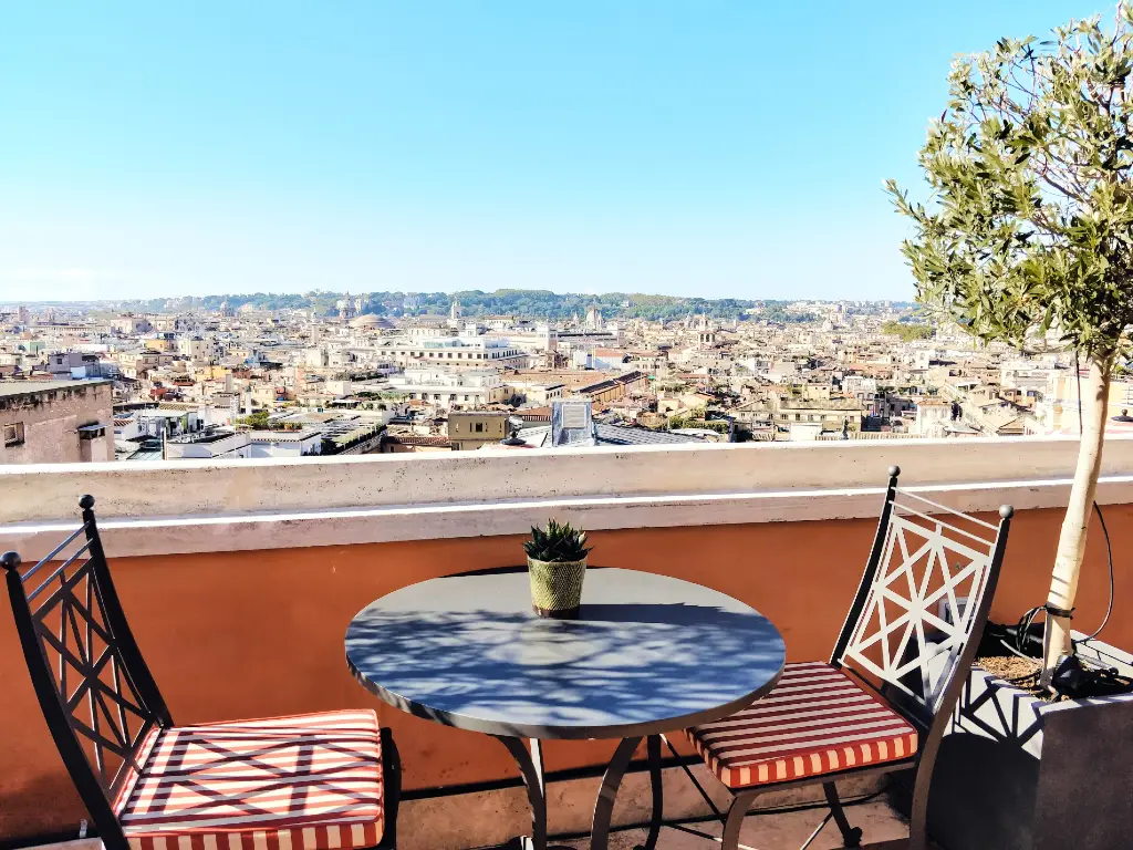 view of Rome from hotel terrace.