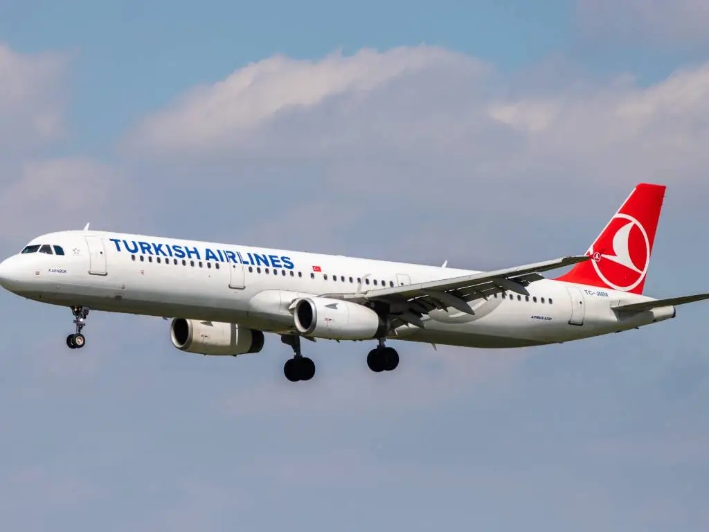 Turkish Airlines plane in the air 