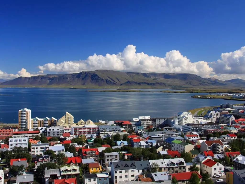 aerial view over Reykjavik.