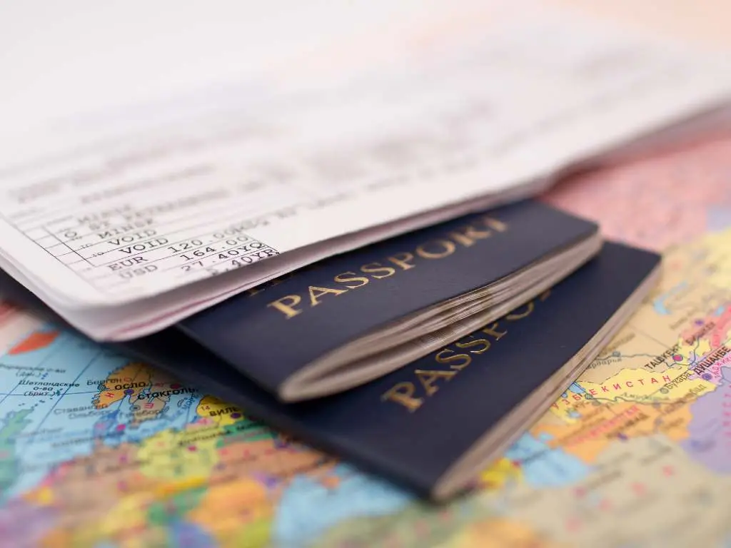 passport and map.