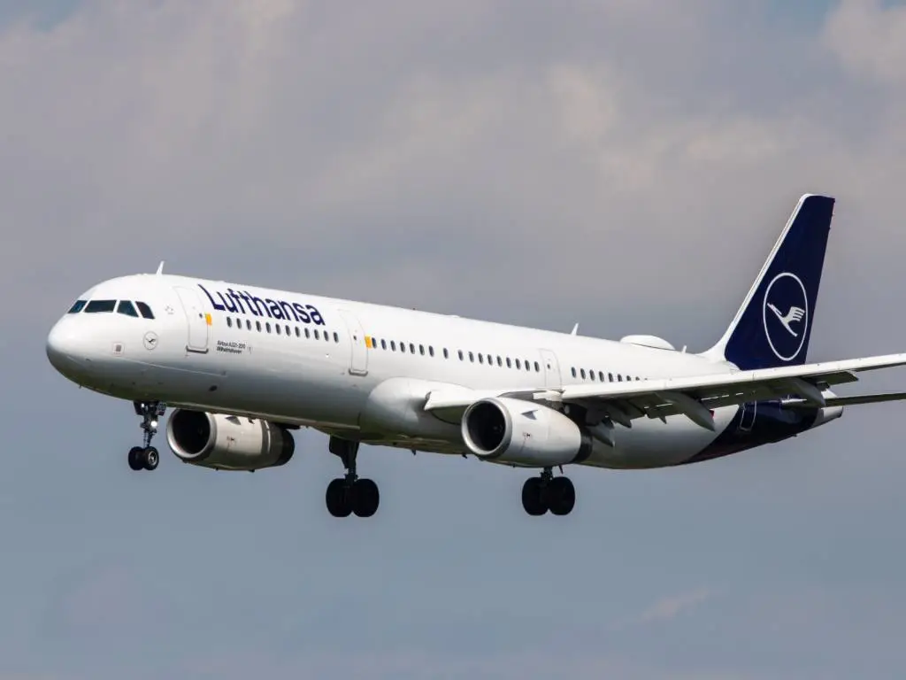 Lufthansa plane flying