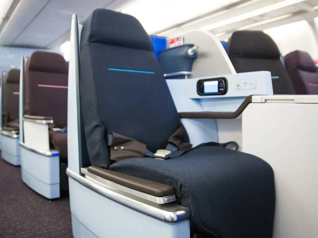 KLM business class seat.