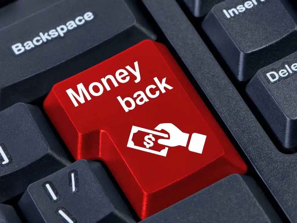 keyboard with red "money back" key