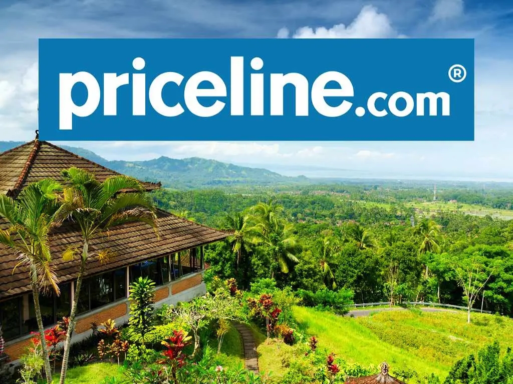 Balinese rice paddies with Priceline logo above 