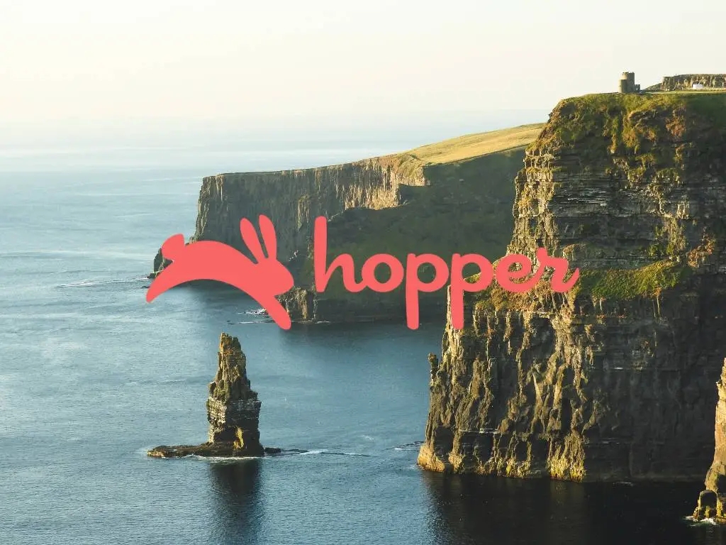 cliffs of moher with hopper logo. 