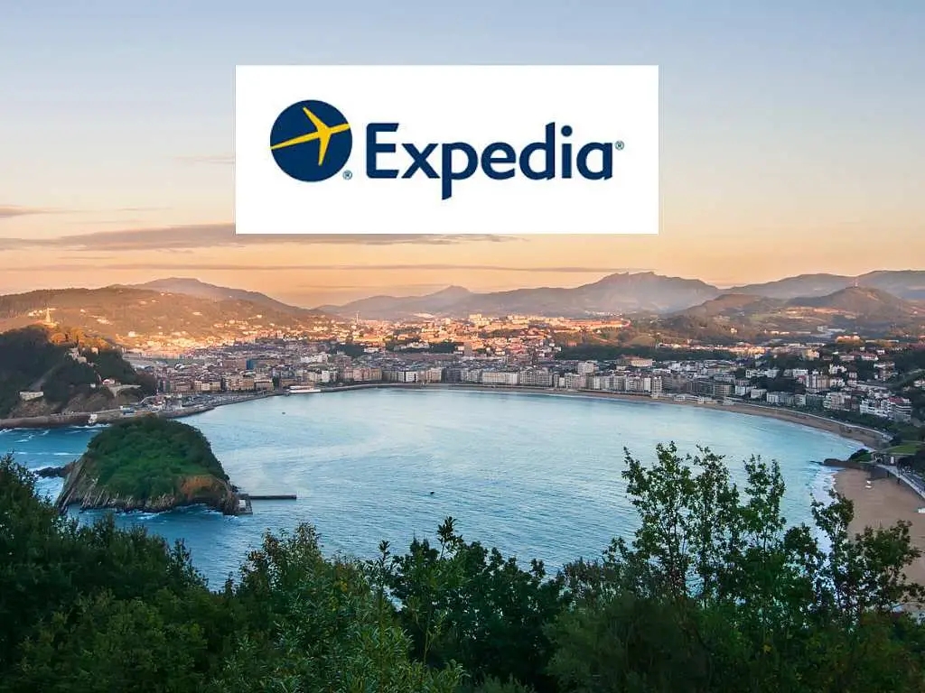 San Sebastian Spain with Expedia logo 