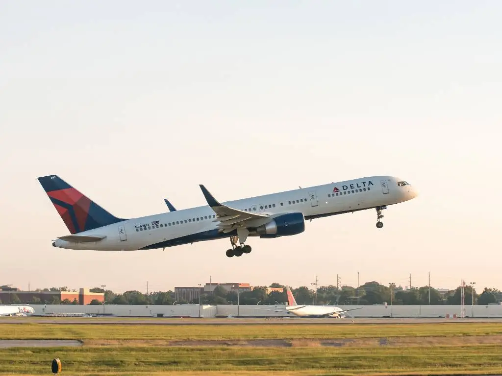 Delta aircraft taking off.