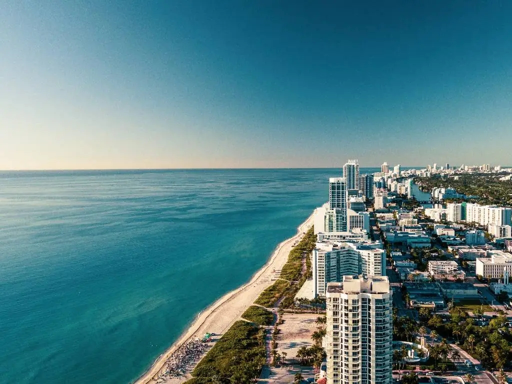 looking down on sandy beach in Miami, Florida