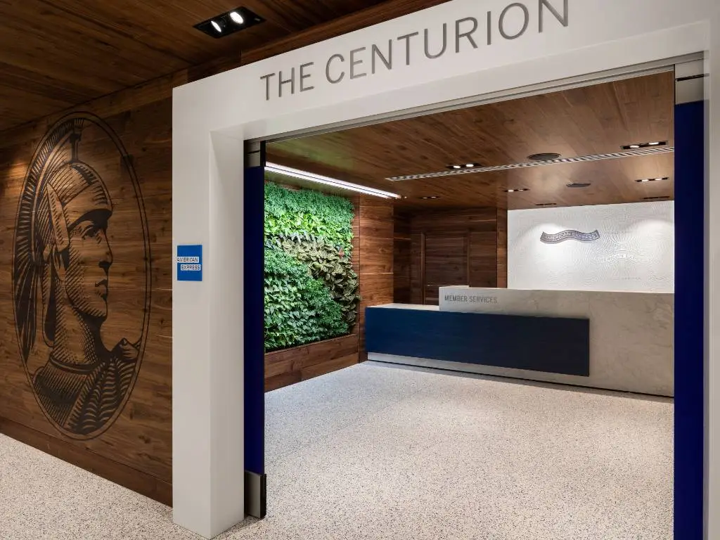 entrance to the Amex Centurion Lounge at LAX.