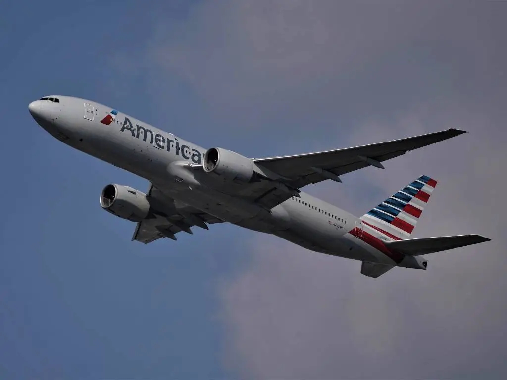 American Airlines Boeing 777 during takeoff