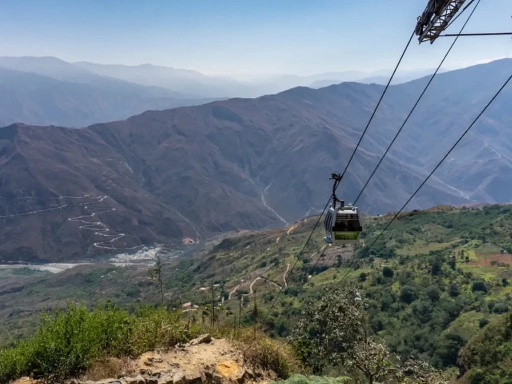 A cable car running through Chicamocha Canyon in Colombia