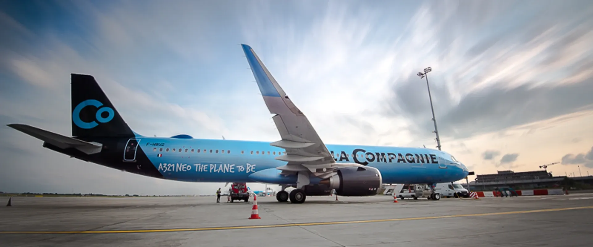 A La Compagnie plane sits on the tarmac