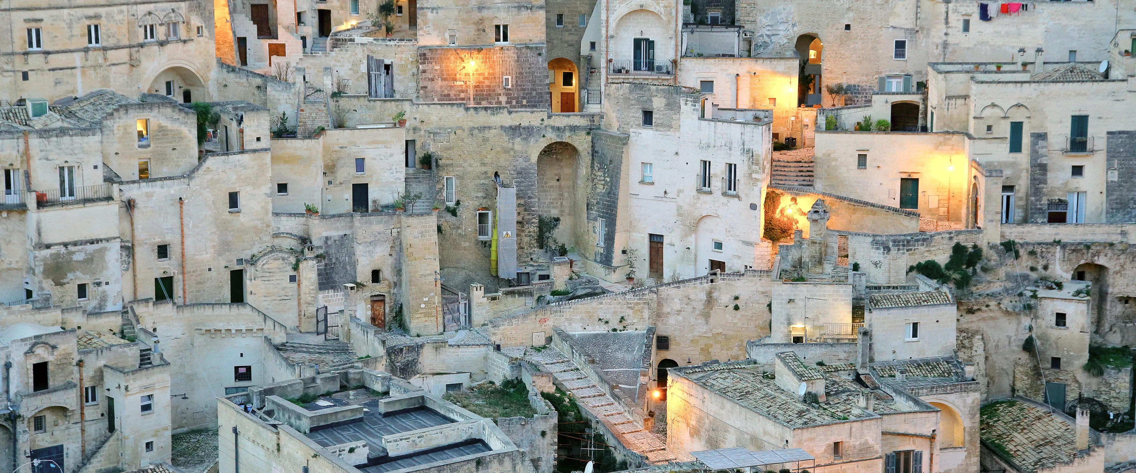Houses on the cliffside in the town of Matera, Italy