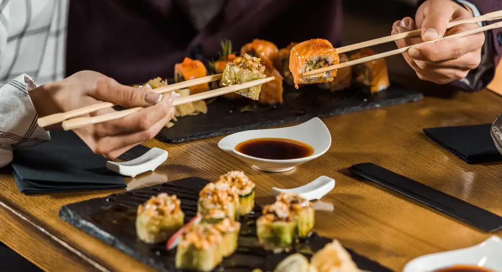 sushi and chopsticks