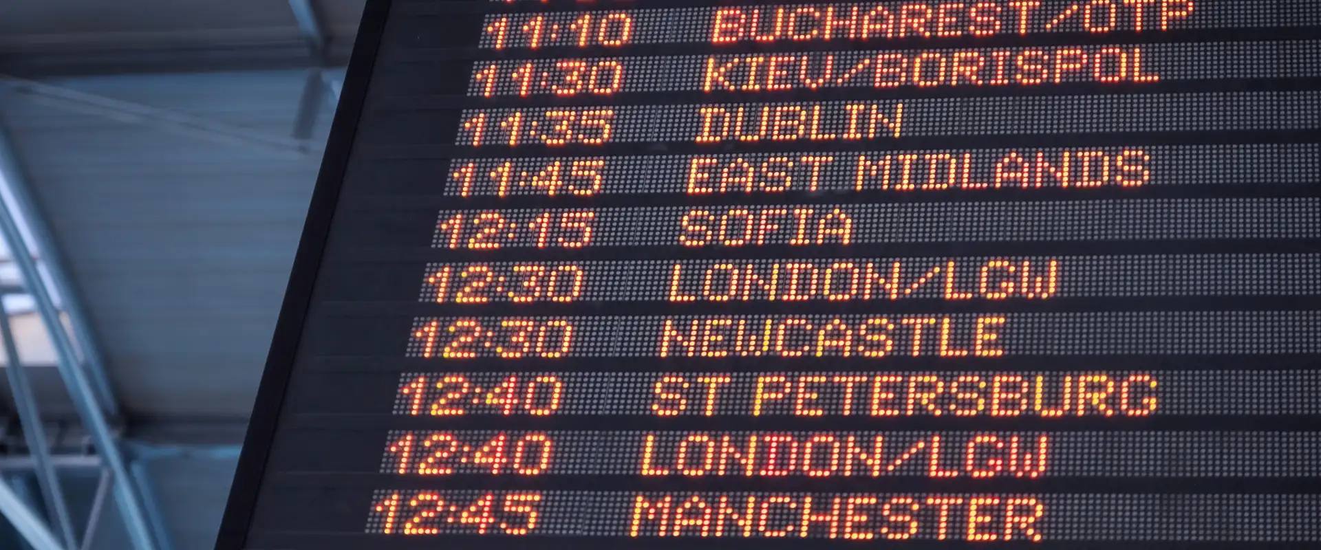 Flight departures board at the airport