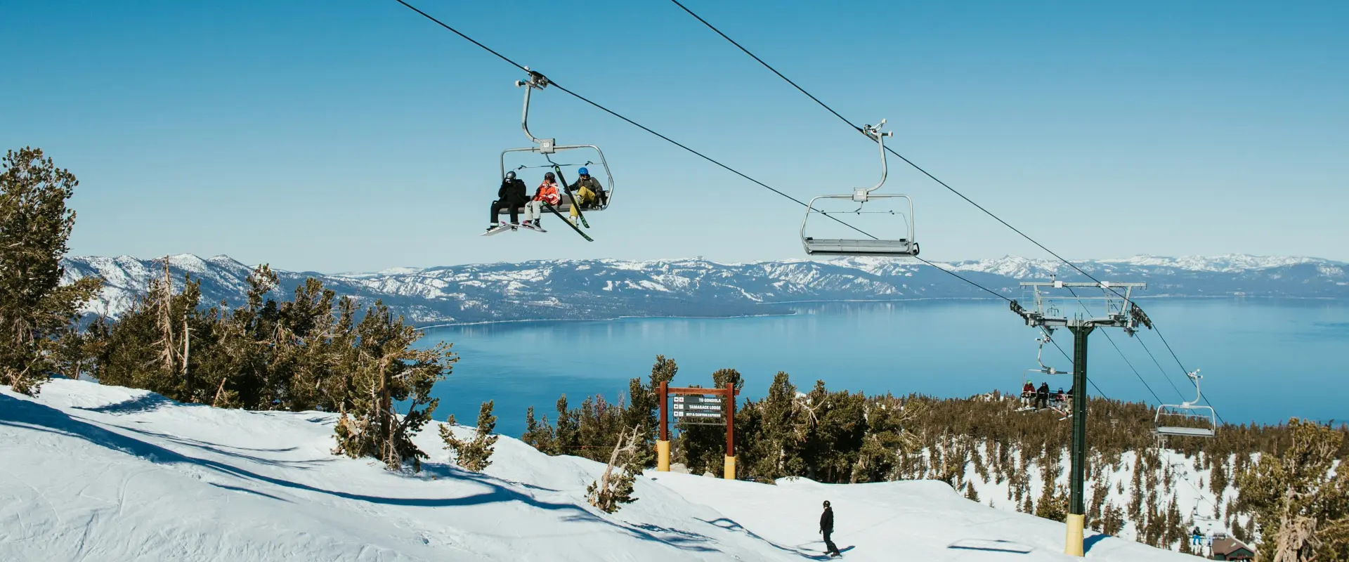 Lake Tahoe ski lift in winter