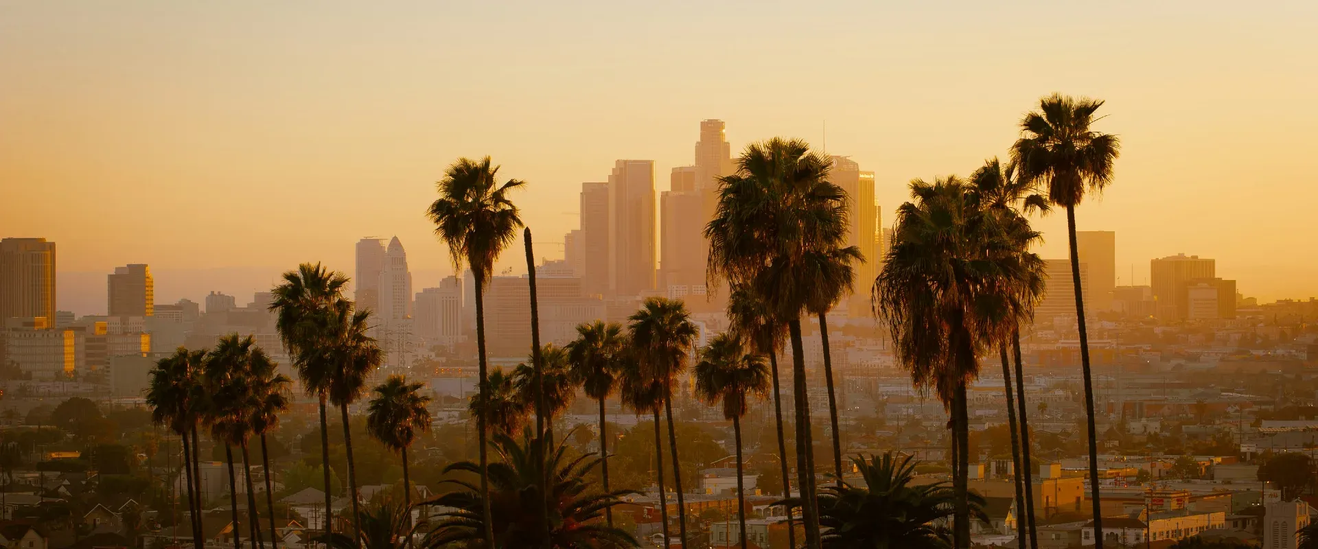 Los Angeles skyline at sunset