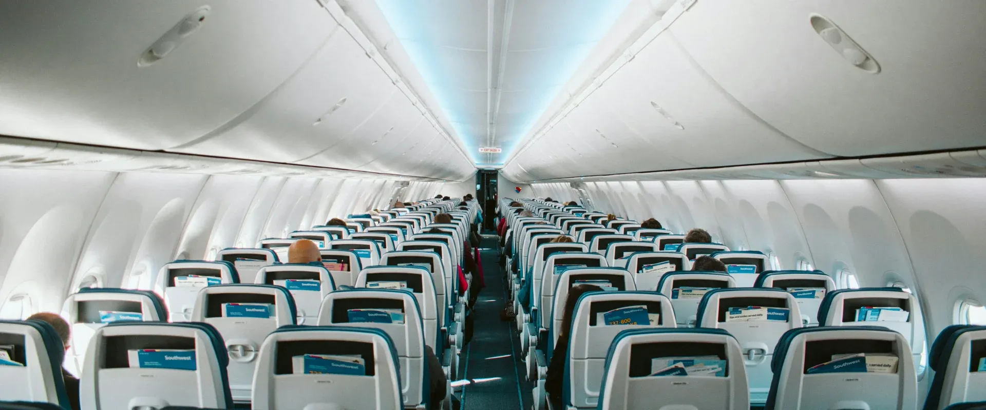 Rows of seats on a plane