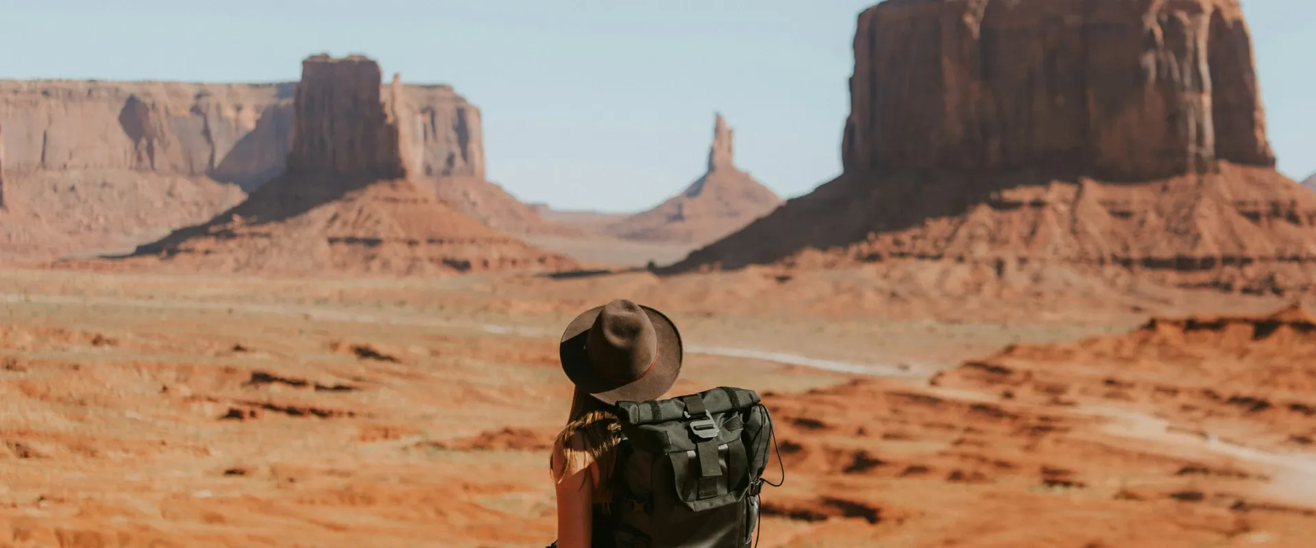 Woman traveling in the desert